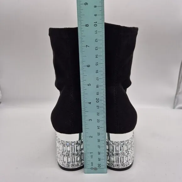 Dune London Optimal Black Bootie Crystal Heels Size 40 US 9