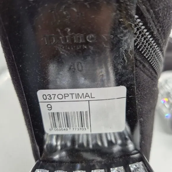Dune London Optimal Black Bootie Crystal Heels Size 40 US 9