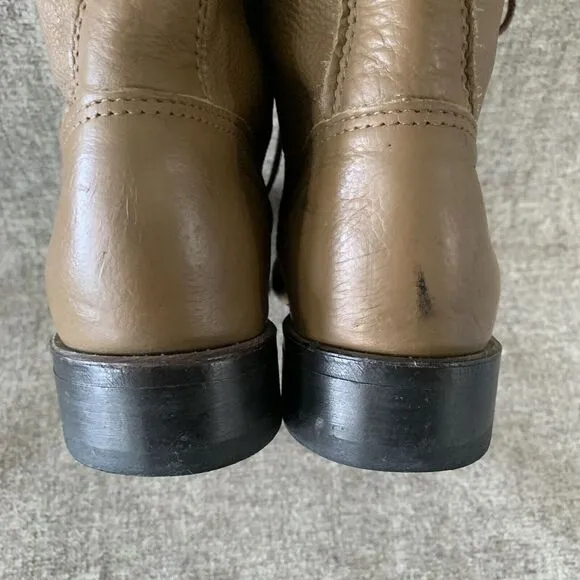 DURANGO 1717  Kiltie Lace UP Leather Roper Western Boots Mens Sz 8 D Taupe Brown