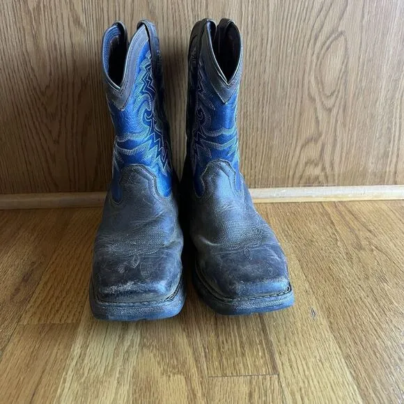 Durango Western Boots DWBT053 Kids 8&quot; Blue Brown Embroidery Size‎ 6M