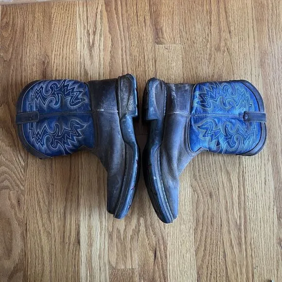 Durango Western Boots DWBT053 Kids 8&quot; Blue Brown Embroidery Size‎ 6M