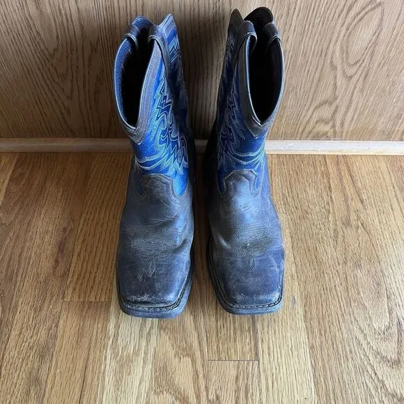 Durango Western Boots DWBT053 Kids 8&quot; Blue Brown Embroidery Size‎ 6M