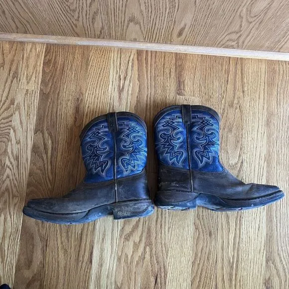 Durango Western Boots DWBT053 Kids 8&quot; Blue Brown Embroidery Size‎ 6M