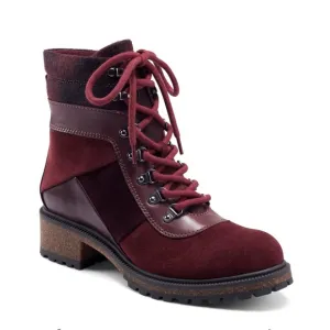 Earth elements Red/Burgundy Leather &amp; Suede Hiking Boots w/side zipper Size 7.5