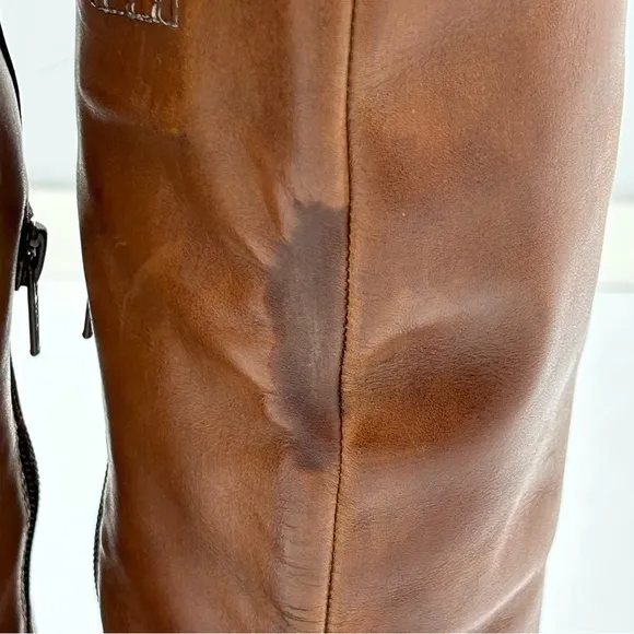 Earth Spirit Tall Leather Riding Boots Sz 8 Laces Zipper Equestrian Rustic Boho