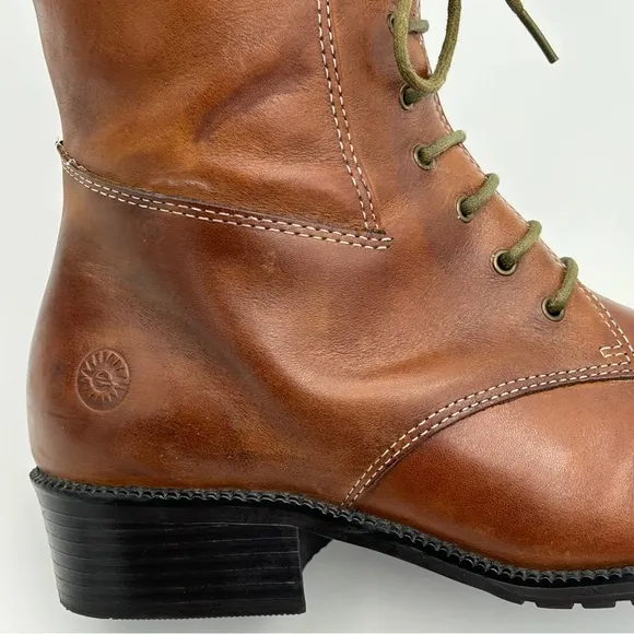 Earth Spirit Tall Leather Riding Boots Sz 8 Laces Zipper Equestrian Rustic Boho