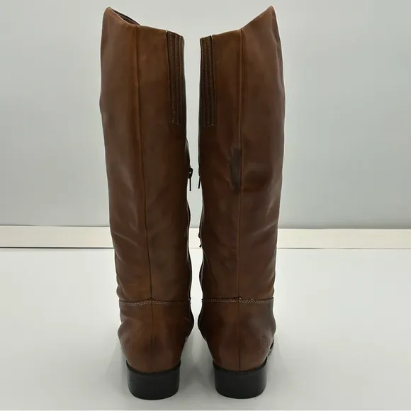 Earth Spirit Tall Leather Riding Boots Sz 8 Laces Zipper Equestrian Rustic Boho