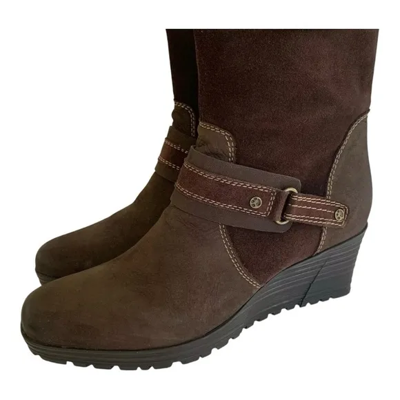 Earth Women’s Brown Suede Leather Scout Boots Knee High Wedge | Size 6