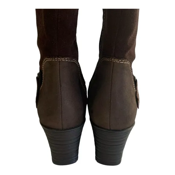 Earth Women’s Brown Suede Leather Scout Boots Knee High Wedge | Size 6