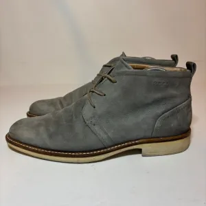 Ecco Boots Mens Sz 41 7 / 7.5 Lace Up Chukka Gray Nubuck Leather Boots See pictu