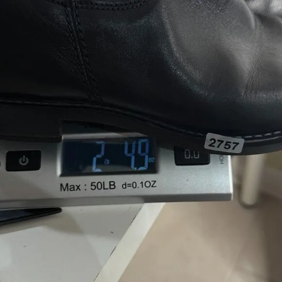 ECCO Tall Boots Womens Size 8 Black Leather Riding Equestrian Double Buckle