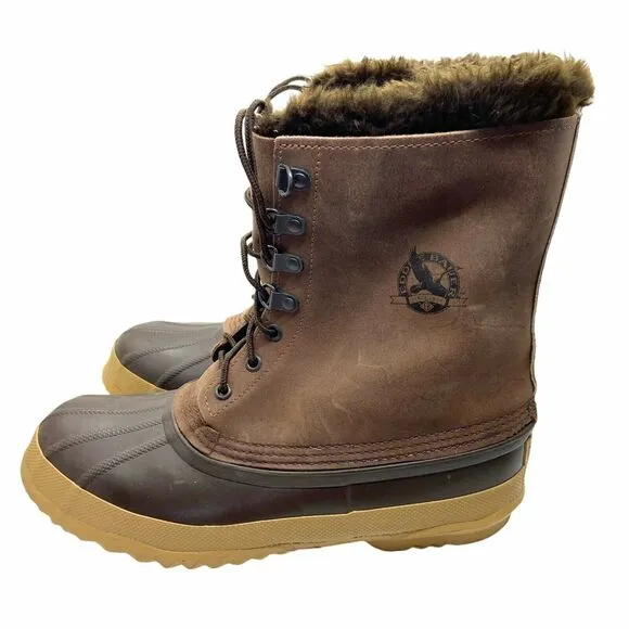 Eddie Bauer Duck Boots Snowline PAC Brown Waterproof Snow Size Ten