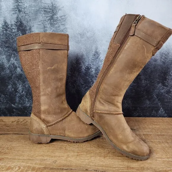 Eddie Bauer Trace Espresso Brown Leather Riding Boots | Women's 8