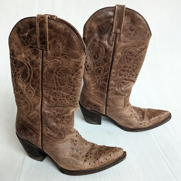 EIGHT SECOND ANGEL women's western studded embroidered cowboy boots
