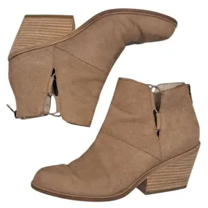 Eileen Fisher Tote Chic Ankle Boots Stacked Heel Size 8.5 Earth Tumbled Nubuck