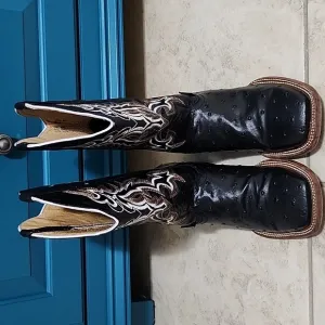 El Dorado Men's Leather Handmade Cowboy Boots In Black Size 7