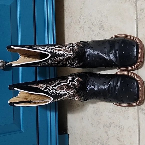 El Dorado Men's Leather Handmade Cowboy Boots In Black Size 7