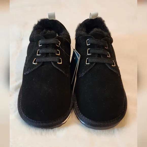 Emu Australia Kenner Black Suede Merino Wool Lined Shoes Size Kids 13 New in Box