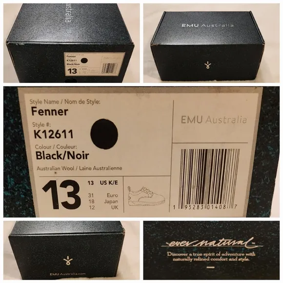 Emu Australia Kenner Black Suede Merino Wool Lined Shoes Size Kids 13 New in Box