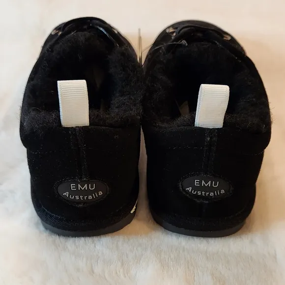 Emu Australia Kenner Black Suede Merino Wool Lined Shoes Size Kids 13 New in Box