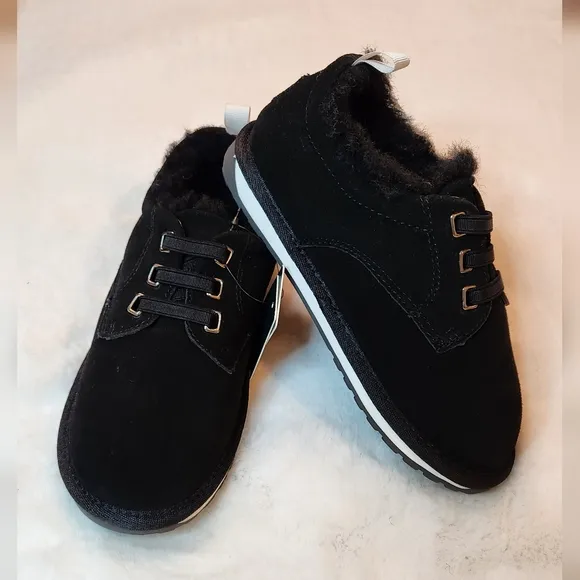 Emu Australia Kenner Black Suede Merino Wool Lined Shoes Size Kids 13 New in Box