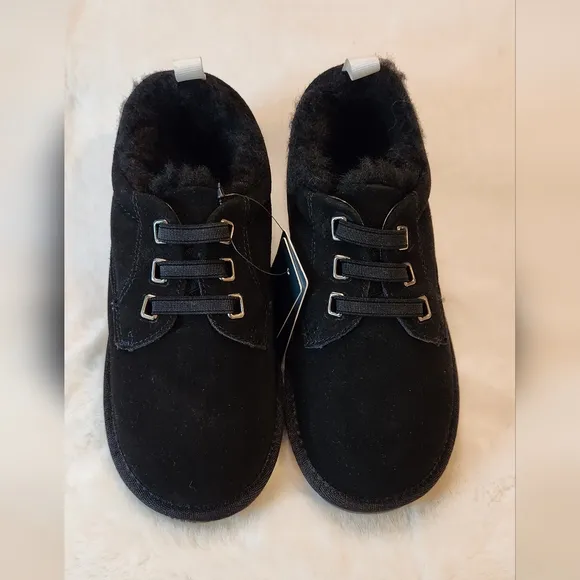 Emu Australia Kenner Black Suede Merino Wool Lined Shoes Size Kids 13 New in Box