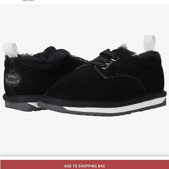 Emu Australia Kenner Black Suede Merino Wool Lined Shoes Size Kids 13 New in Box