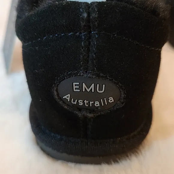 Emu Australia Kenner Black Suede Merino Wool Lined Shoes Size Kids 13 New in Box