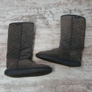 Emu Wool Tall Gray Cozy Patterned Winter Boots