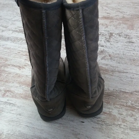 Emu Wool Tall Gray Cozy Patterned Winter Boots