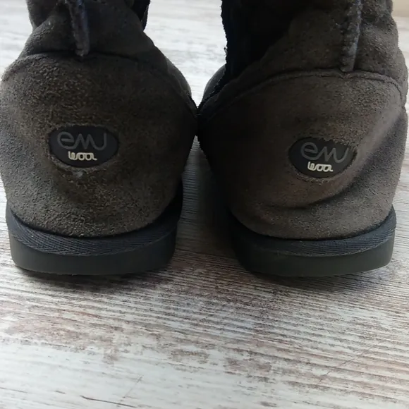 Emu Wool Tall Gray Cozy Patterned Winter Boots