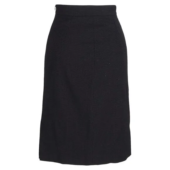 Escada A-Line Below-The-Knee Skirt in Black Wool