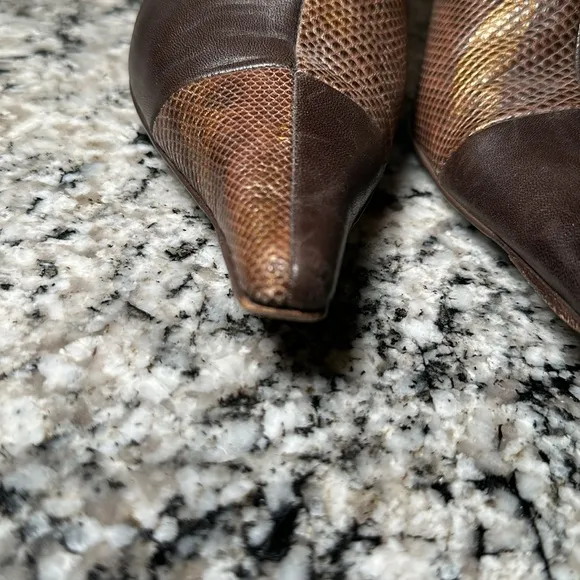 Escada Leather Patchwork Heeled Booties - 37.5