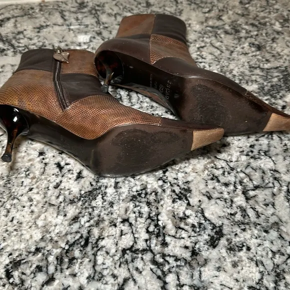 Escada Leather Patchwork Heeled Booties - 37.5
