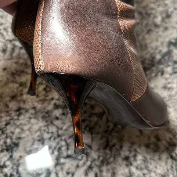 Escada Leather Patchwork Heeled Booties - 37.5