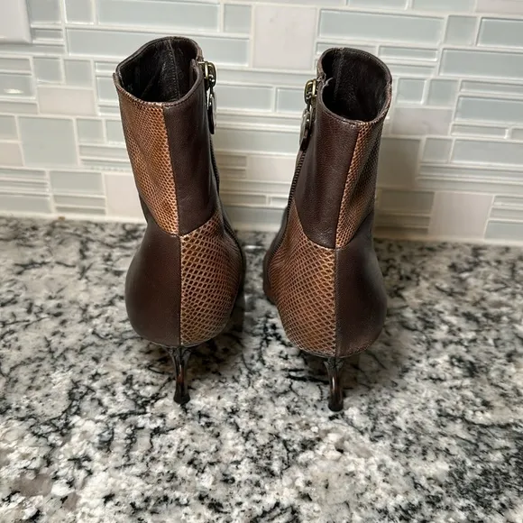 Escada Leather Patchwork Heeled Booties - 37.5