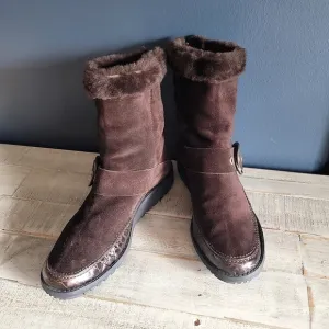 EUC Stuart Weitzman Brown Suede Snow Boots Size‎ 10