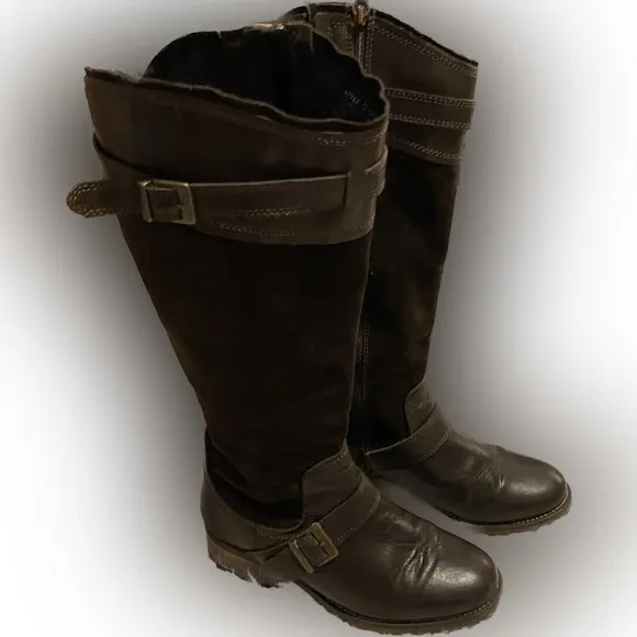 Fabianelli Brown Italian Leather Knee High Boots s 🥾Winter shoe Sale👢