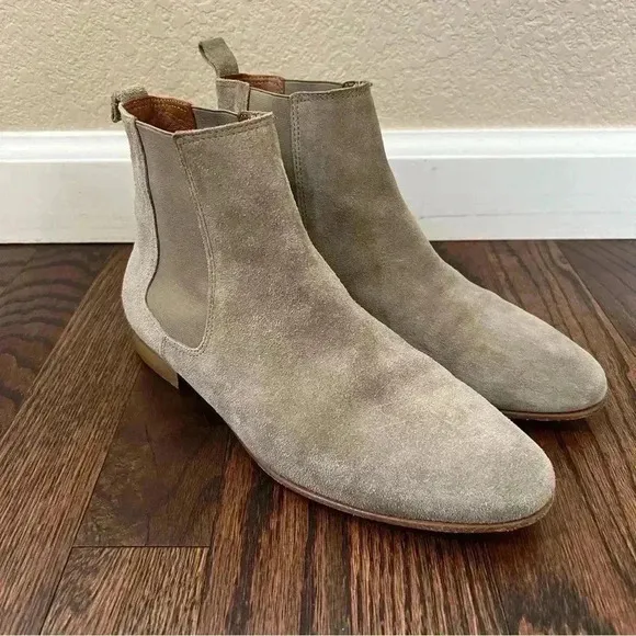 FABIO RUSCONI Booties Ankle Women Leather Suede Boots Gray Boot Size 38 US 7