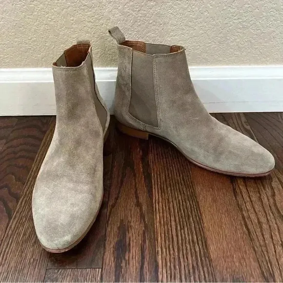 FABIO RUSCONI Booties Ankle Women Leather Suede Boots Gray Boot Size 38 US 7
