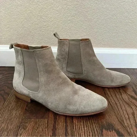 FABIO RUSCONI Booties Ankle Women Leather Suede Boots Gray Boot Size 38 US 7