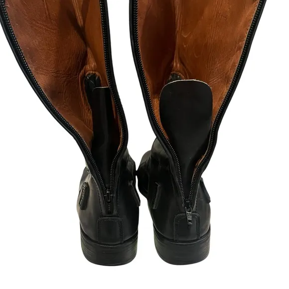 Febo Black Leather Riding Boots.