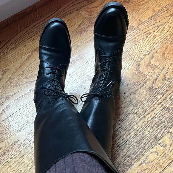 Febo Black Leather Riding Boots.