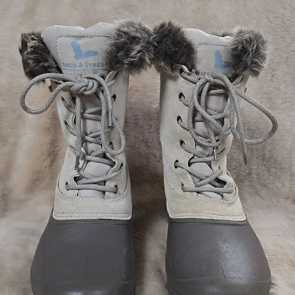 FIELD &amp; STREAM WOMEN'S PAC WHITE LEATHER WINTER BOOTS, SIZE 10 - NEW