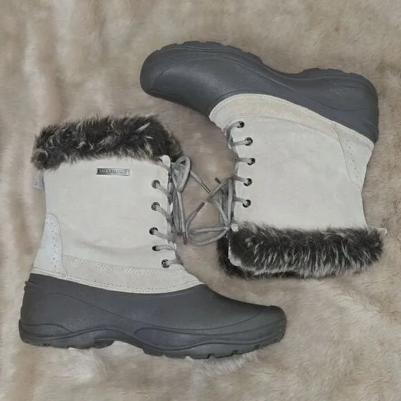 FIELD &amp; STREAM WOMEN'S PAC WHITE LEATHER WINTER BOOTS, SIZE 10 - NEW