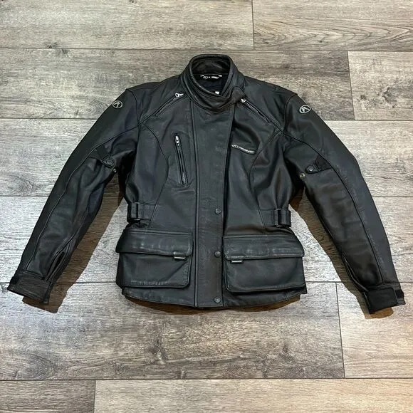 Fieldsheer FS Black Leather Padded Motorcycle Riding Jacket - Women's XL