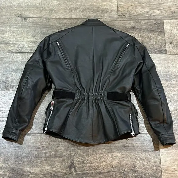 Fieldsheer FS Black Leather Padded Motorcycle Riding Jacket - Women's XL