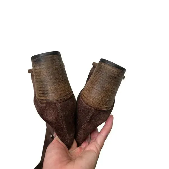 Fiorentini   Baker Boots Beth Brown Suede Heel Equestrian Moto Women EUR 37 US 7
