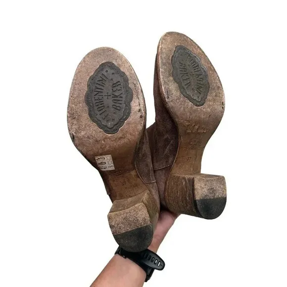 Fiorentini   Baker Boots Beth Brown Suede Heel Equestrian Moto Women EUR 37 US 7