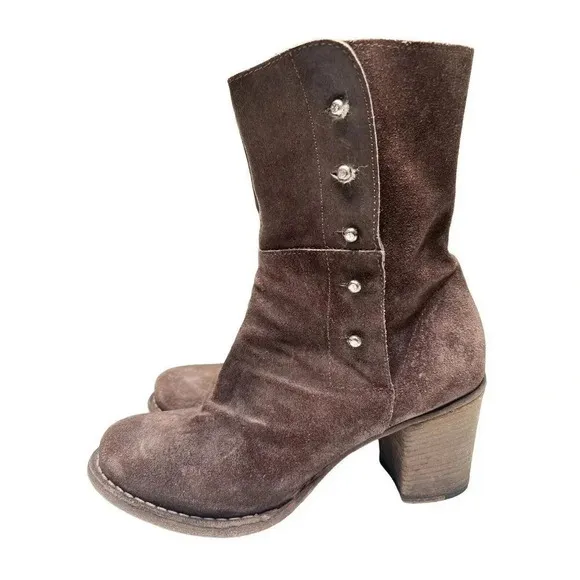 Fiorentini   Baker Boots Beth Brown Suede Heel Equestrian Moto Women EUR 37 US 7
